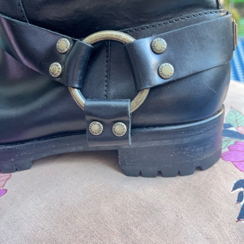 Dolce & Gabbana Made in Italy Black Leather Moto Boots Excellent Condition! - Picture 7 of 16